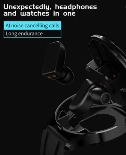 2 In 1 HI-FI Wireless Earphones Men Smart Watch