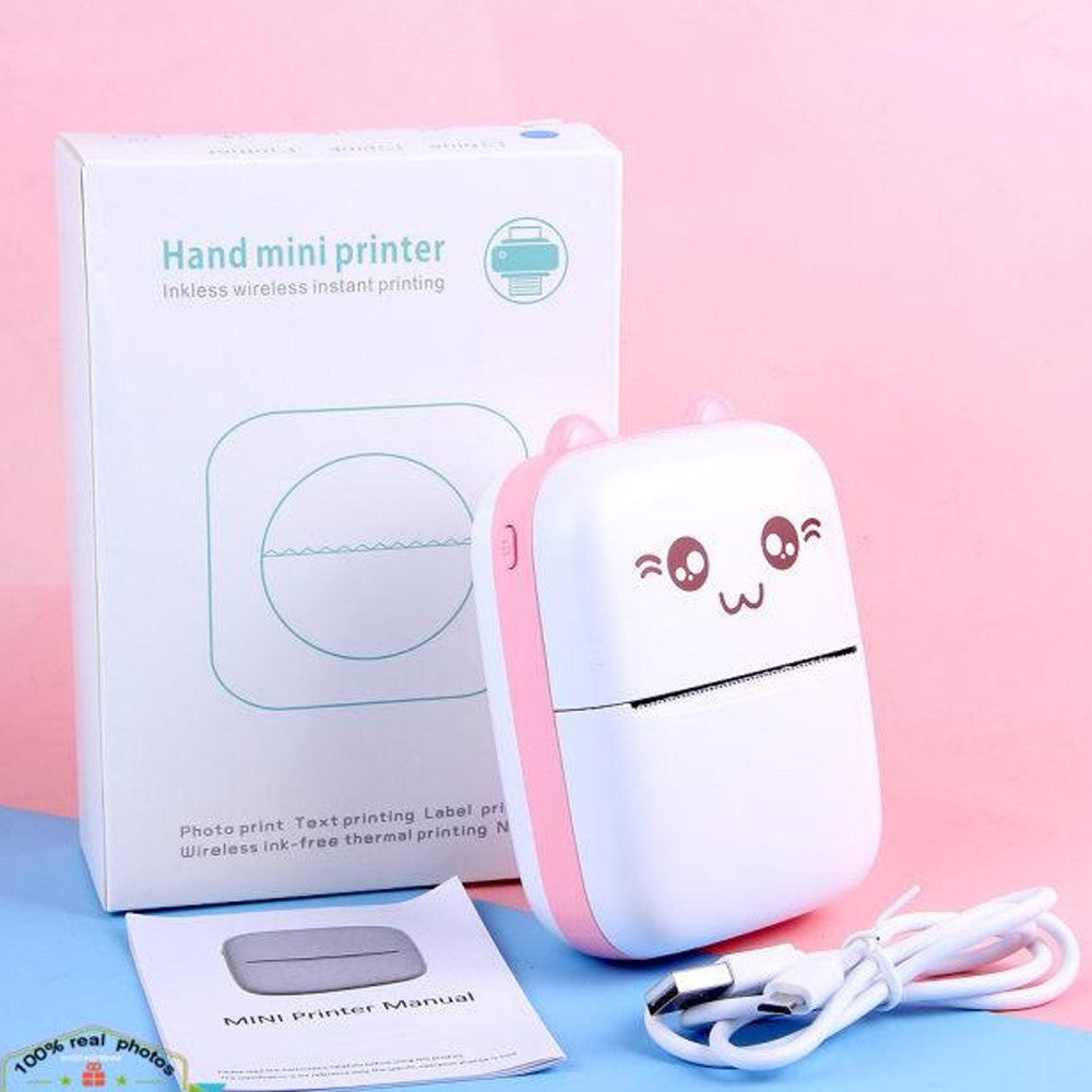 Handheld Bluetooth Thermal Printer with USB Charging Cable and Paper